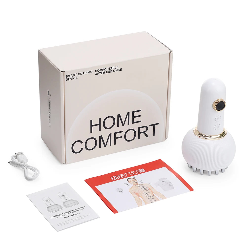 Electric Meridian Brush Body Massager with 9 Gears, Gua Sha Microcurrent, and Hot Compress for Slimming and Relaxation